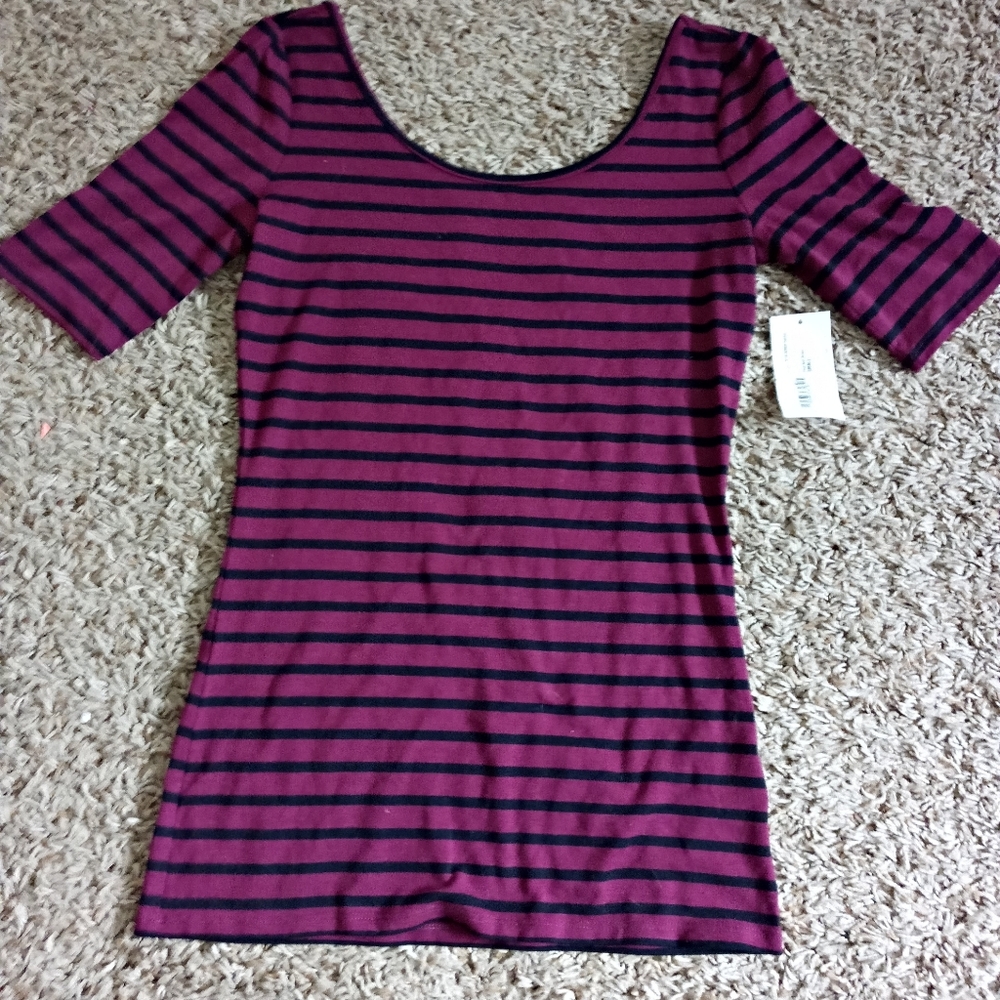 Striped scoop neck top
